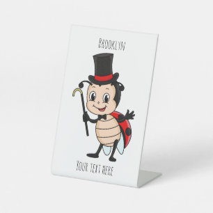 Signe De Table Bébé mignon avec chapeau et dessin animé de cravat