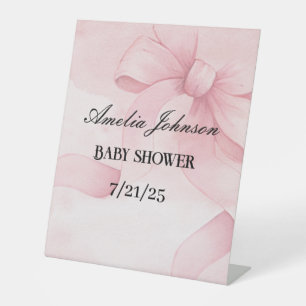 Signe De Table Bébé Pink Bow Douche Piédestal