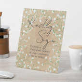 Signe De Table Bébé's Breath Floral Rustic Kindly Signer livre d' (In SItu)