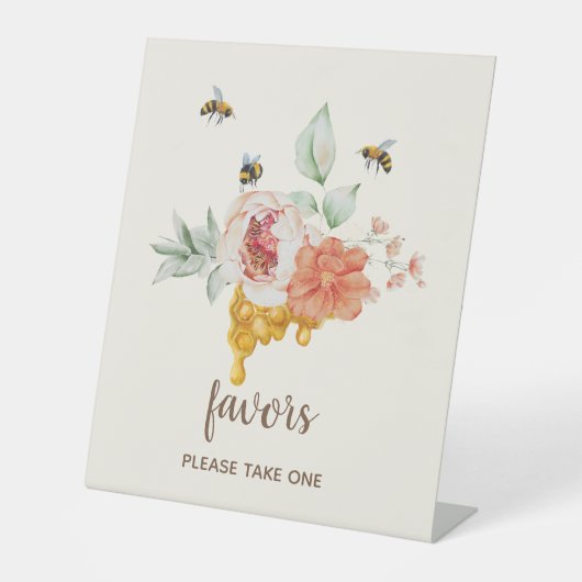 Signe De Table Bee Floral Honeycomb Baby shower Faveurs (Recto)
