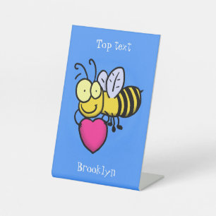 Signe De Table Belle abeille drôle avec dessin animé du coeur
