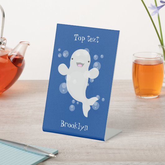 Signe De Table Béluga mignon bulles dessin de dessin animé (In SItu)