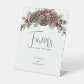 Signe De Table Berries d'hiver Pine Cône Mariage rustique Faveurs (Recto)