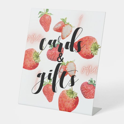 Signe De Table Berry First | 1er anniversaire | fraise | Cadeaux (Recto)