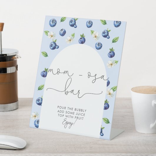 Signe De Table Berry Sweet Baby shower Blueberry Mom-osa Bar (In SItu)