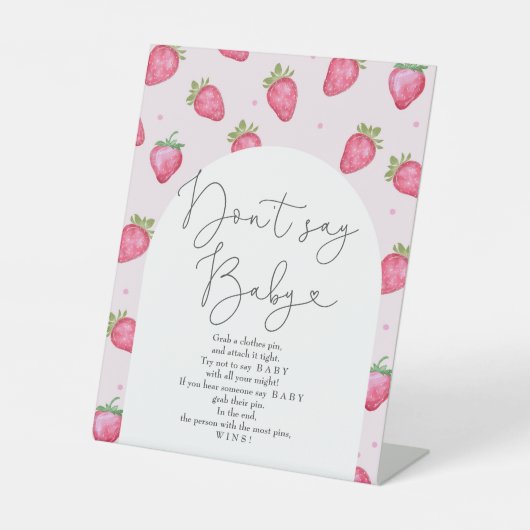 Signe De Table Berry Sweet Baby shower fraise Ne dites pas Baby (Recto)