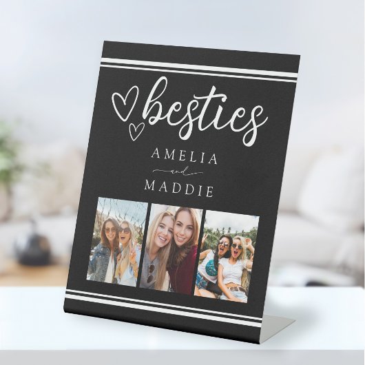 Signe De Table Besties Modern Photo Collage Black and White