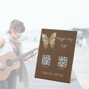 Signe De Table Beurre en verre tendu QR Code Trou virtuel Jar