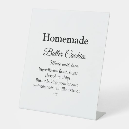 Signe De Table Beurre fait maison biscuits faits avec amour ajout (Recto)