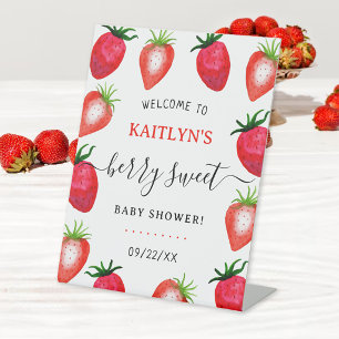 Signe De Table Bienvenue à la Baby Shower Berry Sweet Strawberry