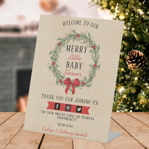 Signe De Table Bienvenue à la Baby Shower Joyeux Petit Noël
