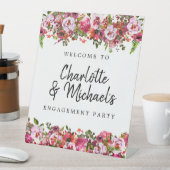 Signe De Table Bienvenue à la fête de fiançailles florale rose et (In SItu)