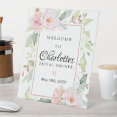 Signe De Table Bienvenue à la réception de mariage rose floral or (In SItu)