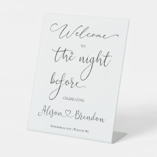 Signe De Table Bienvenue à l'enseigne de la nuit avant le piédest