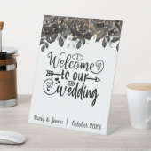 Signe De Table Bienvenue à notre Mariage Black Rose Custom (In SItu)