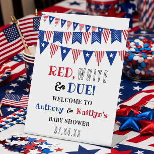 Signe De Table Bienvenue à Red, White & Due! Baby Shower du 4 jui