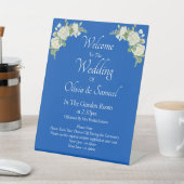 Signe De Table Bienvenue au Mariage Cobalt Blue White Roses (In SItu)