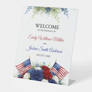 Signe De Table Bienvenue au mariage du 4 juillet sur le thème de