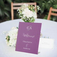 Bienvenue au mariage moderne simple avec monogramm
