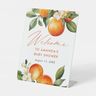 Signe De Table Bienvenue au petit Baby shower orange Cutie