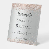 Signe De Table Bienvenue au shower de mariage rose gold et paille (Recto)