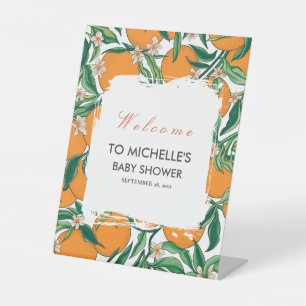 Signe De Table Bienvenue Baby Shower aquarelle fruit orange Pedes
