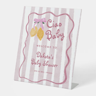 Signe De Table Bienvenue Bébé Fille au Citron Baby Shower