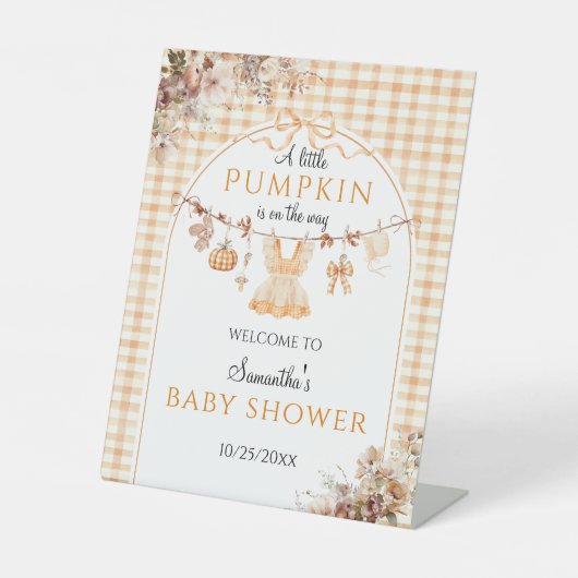 Signe De Table Bienvenue Citrouille Girl Baby shower d'automne mo (Recto)