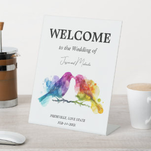 Signe De Table 🌈 Bienvenue Collection de tourtereaux arc-en-ciel