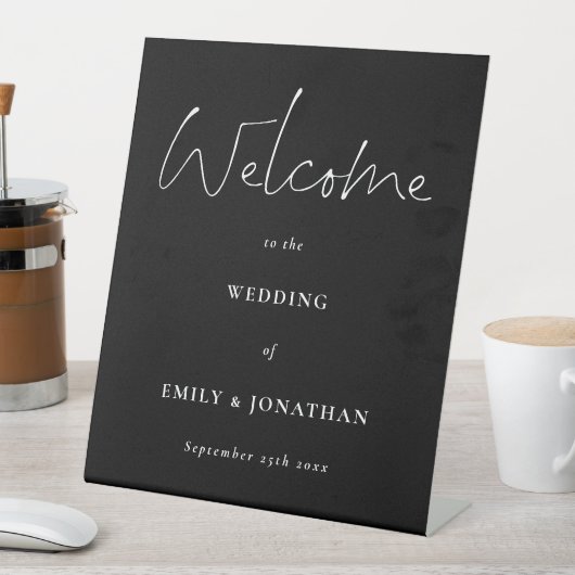 Signe De Table Bienvenue dans Script Mariage noir et blanc (In SItu)