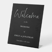 Signe De Table Bienvenue dans Script Mariage noir et blanc (Recto)