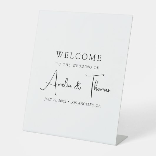 Signe De Table Bienvenue de Mariage de script simple (Recto)