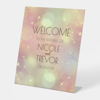 Signe De Table Bienvenue de mariage personnalisable avec éclat de