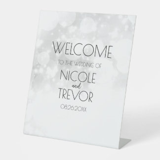 Signe De Table Bienvenue de mariage personnalisable avec effet Bo