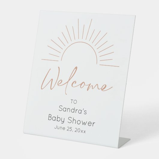 Signe De Table Bienvenue du Baby shower Sun Boho (Recto)