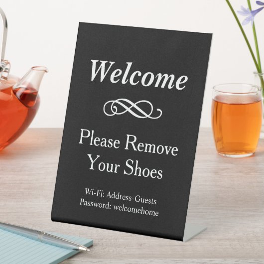 Signe De Table Bienvenue Noir et Blanc S'il vous plaît supprimer  (In SItu)