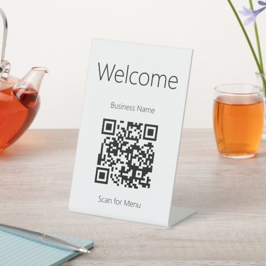 Signe De Table Bienvenue numérisation noir et blanc pour le code  (In SItu)