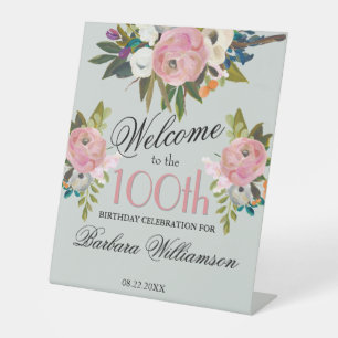 Signe De Table Bienvenue pour un 100e anniversaire élégant avec d