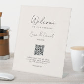 Signe De Table Bienvenue QR Code Mariage Galerie Beige (In SItu)