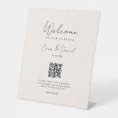 Signe De Table Bienvenue QR Code Mariage Galerie Beige (Recto)