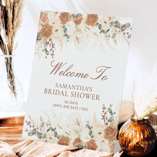 Signe De Table Bienvenue sous la douche florale terracotta audaci