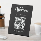 Signe De Table Bienvenue Soyez Notre Invité Scan For QR Code Wifi (In SItu)