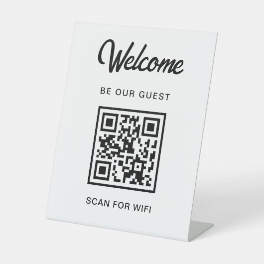 Signe De Table Bienvenue Soyez Notre Invité Scan For QR Code Wifi (Recto)