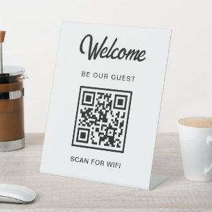 Signe De Table Bienvenue Soyez Notre Invité Scannez Le Code QR Wi