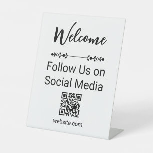 Signe De Table Bienvenue Suivez-nous sur le code QR des médias so