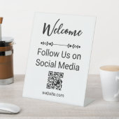 Signe De Table Bienvenue Suivez-nous sur le code QR des médias so (In SItu)