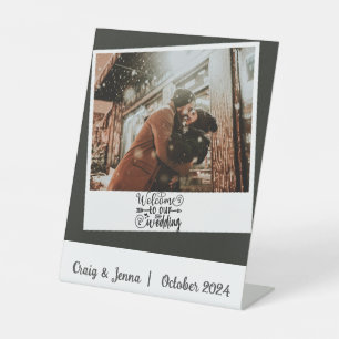 Signe De Table Bienvenue sur notre photo Mariage personnalisée