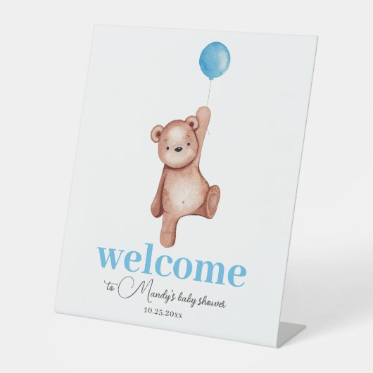Signe De Table Bienvenue Teddy Bear Blue (Recto)