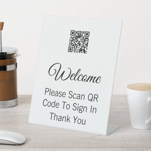 Signe De Table Bienvenue Veuillez Analyser le code QR pour vous c (In SItu)