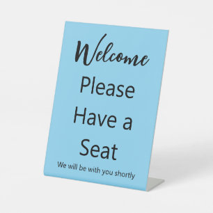 Signe De Table Bienvenue, veuillez vous asseoir Texte Bleu Bébé &
